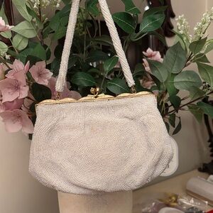 Elegant Cream Beaded Women's Bag